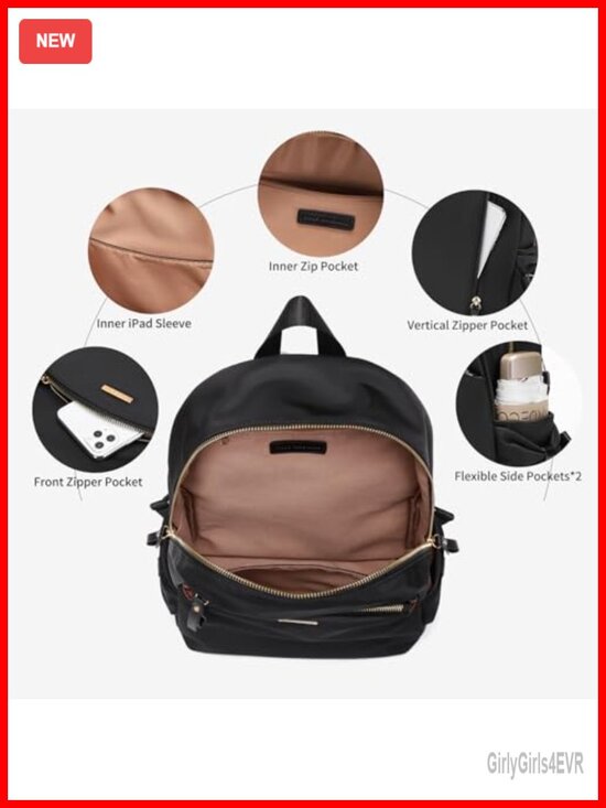 Water Resistant Nylon Mini Backpack Purse with Multiple Pockets - Casual main image 6